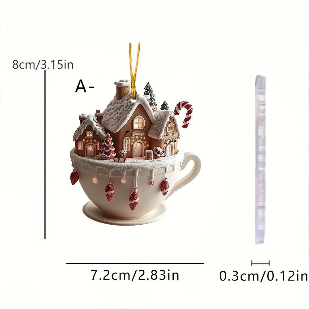Wholesale Christmas 2D Acrylic Snow House Holiday Decoration